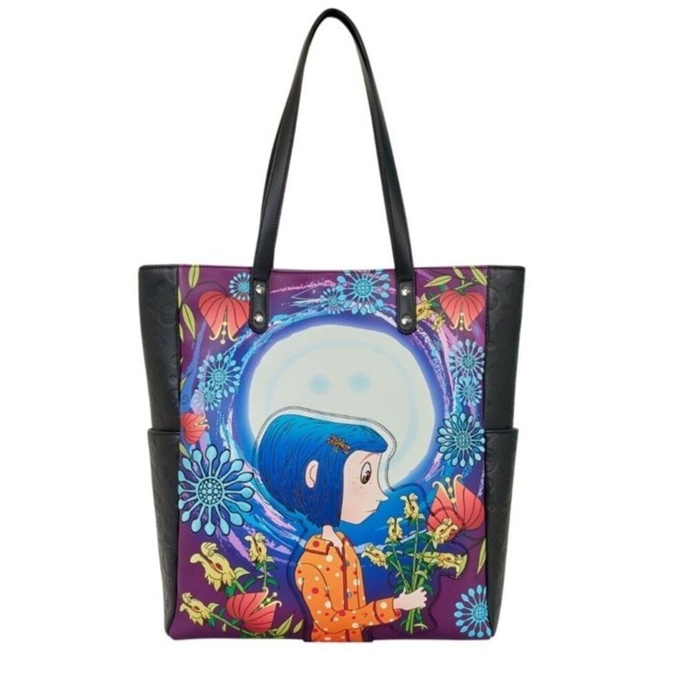 Coraline Laika Tote Bag Loungefly Colorful Floral Glow in the Dark Purse NWT